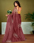 Vasthrlay Chanderi Printed Brown Saree With Unstitched Blouse Piece