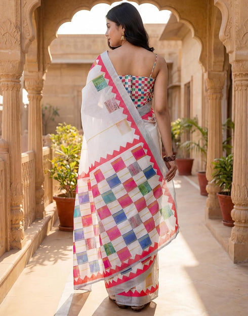 Vasthrlay Womens Printed Unstitched Purple Saree