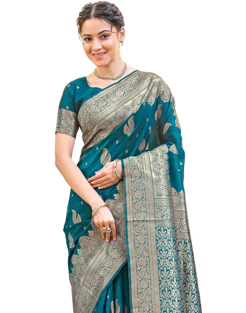Vasthrlay Womens Weaving Unstitched Light Green Saree