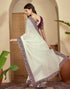 Vasthrlay Embroidery Chiffon Unstitched Off White Saree