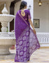 Vasthrlay Womens Striped Purple Saree With Unstitched Blouse Piece