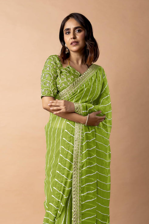 Vasthrlay Fashion Georgette Leheriya Printed Ethnic Wear