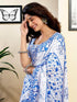 Vasthrlay Womens Printed Unstitched White Saree
