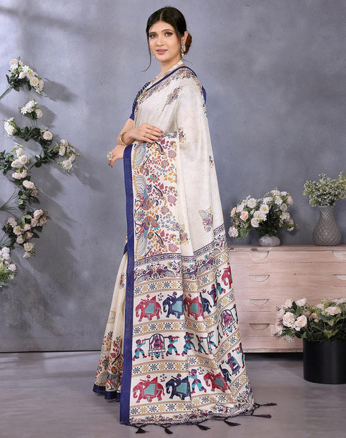 Vasthrlay Printed Unstitched Saree Az Ya Shaadi