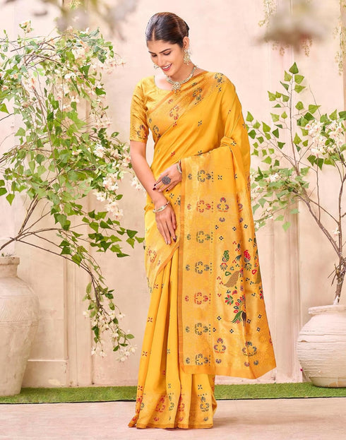 Vasthrlay Weaving Paithani Unstitched Pink Saree