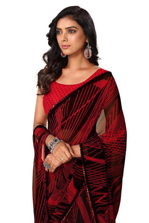 Vasthrlay Fashion Georgette Stripes Printed Ethnic Wear