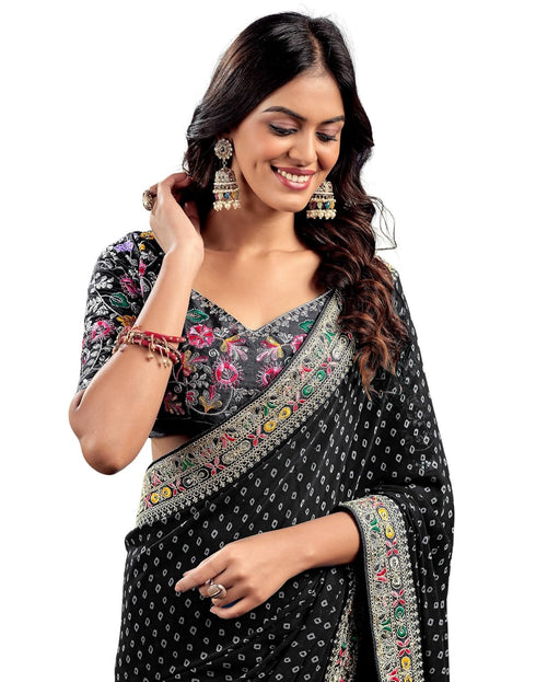 Vasthrlay Embroidery Traditional Unstitched Violet Saree