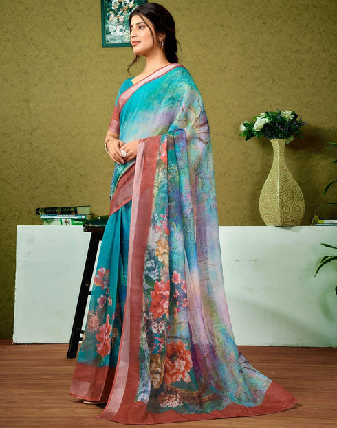 Vasthrlay Womens Cotton Printed Multicolor Saree