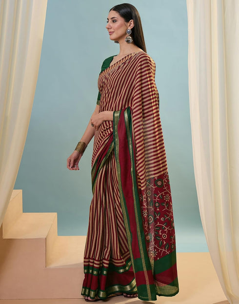 Vasthrlay Printed Weaving Unstitched Maroon Saree