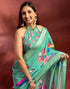 Vasthrlay Printed Jacquard Unstitched Rama Green Saree