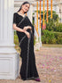 Vasthrlay Georgette Scalloped Unstitched Black Saree