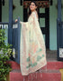 Vasthrlay Womens Printed Unstitched Light Green Saree