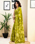 Vasthrlay Womens Printed Unstitched Dark Green Saree