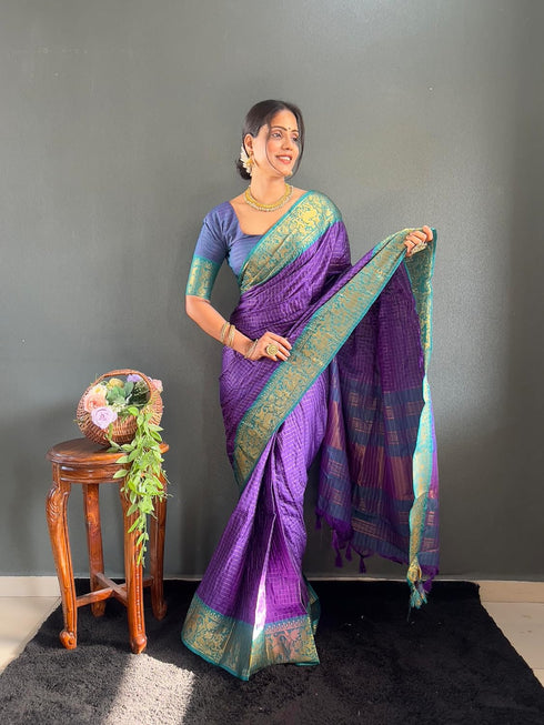 Vasthrlay Kanjivaram Traditional Contrast Included
