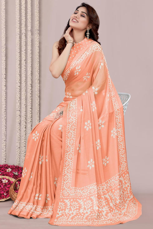 Vasthrlay Fashion Chiffon Printed Parrot Ethnic Wear
