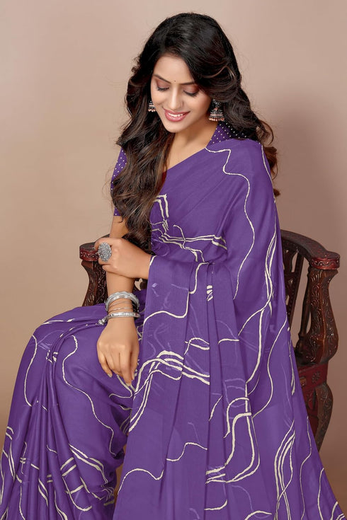 Vasthrlay Fashion Georgette Geometric Dusty Ethnic Wear