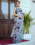 Vasthrlay Womens Printed Unstitched White Saree