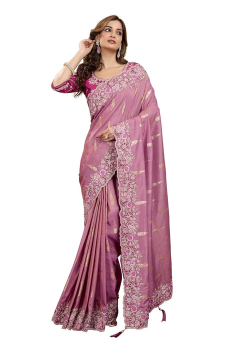Vasthrlay Jacquard Embroidery Unstitched Purple Ethnic Wear