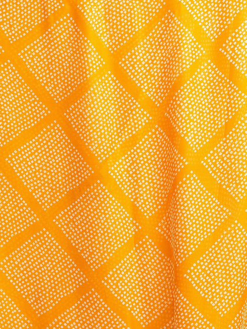 Vasthrlay Chiffon Bandhani Yellow Saree With Unstitched Blouse Piece