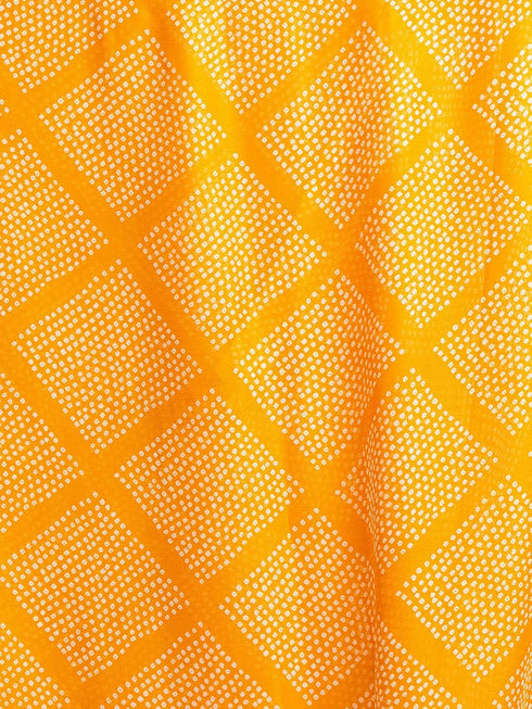 Vasthrlay Chiffon Bandhani Unstitched Yellow Saree