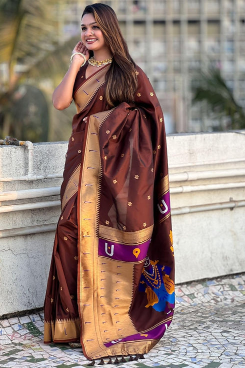 Vasthrlay Kanjivaram Paithani Unstitched Mahendi Ethnic Wear