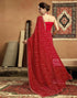 Vasthrlay Georgette Embroidery Red Saree With Unstitched Blouse Piece