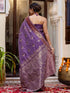 Vasthrlay Womens Weaving Purple Saree With Unstitched Blouse Piece