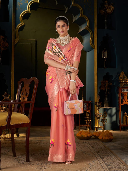 Vasthrlay Women's Lucknowi Chikankari Cotton Saree