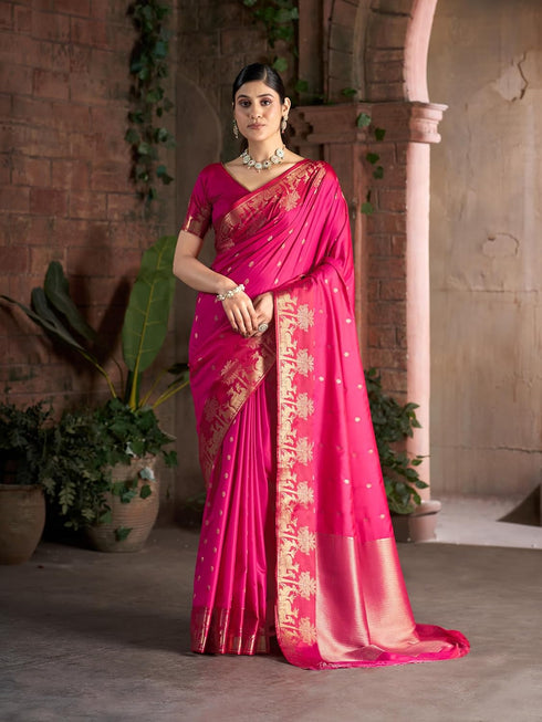 Vasthrlay Women's Kanjivaram Silk Unstitched Saree