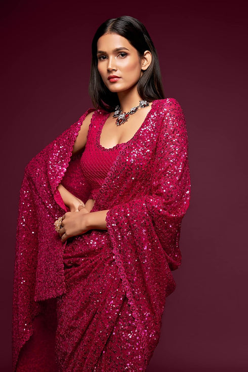 Vasthrlay Georgette Sequins Blouse Ethnic Wear