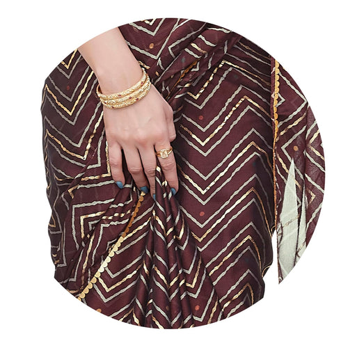 Vasthrlay Fashion Chiffon Chevron Printed Ethnic Wear