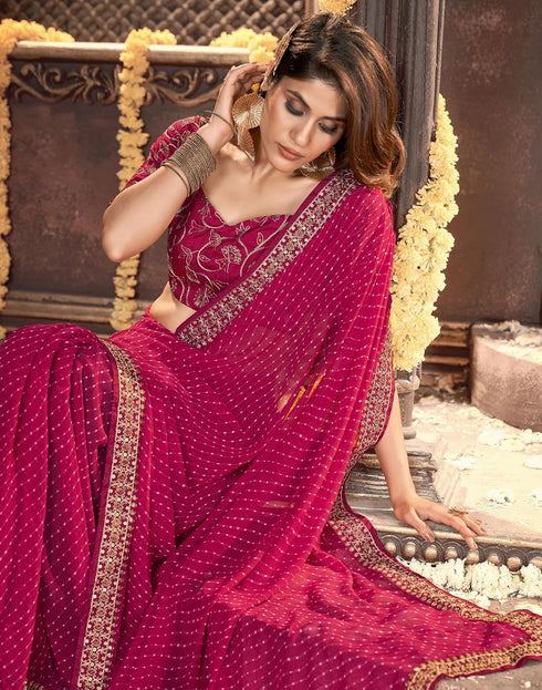Vasthrlay Georgette Leheriya Unstitched Blue Saree