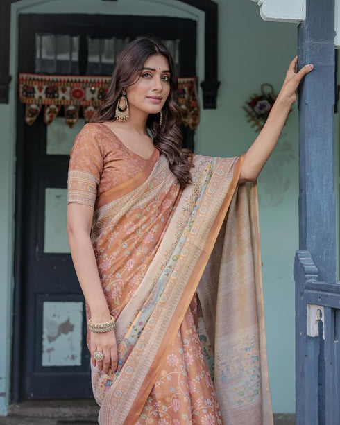 Vasthrlay Handloom Cotton Turquoise Saree