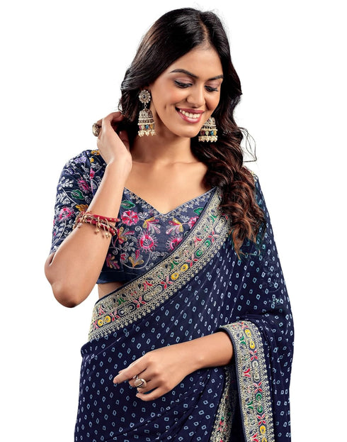 Vasthrlay Embroidery Traditional Unstitched Violet Saree