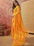 Vasthrlay Chiffon Bandhani Multicolour Red Saree With Unstitched Blouse Piece