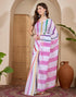 Vasthrlay Womens Printed White | Multicolour Saree With Unstitched Blouse Piece