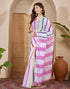 Vasthrlay Womens Printed Unstitched White Saree