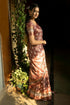 Vasthrlay Maroon Abstract Print Polyester Saree With Antique Zari Border And Unstitched Blouse Piece