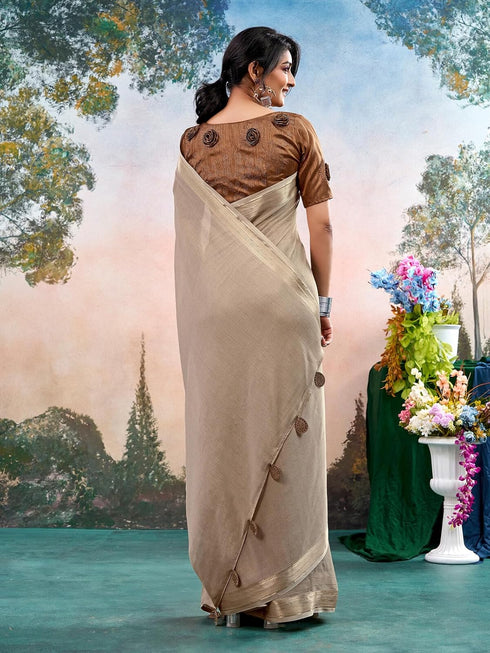 Vasthrlay Chiffon Jacquard Unstitched Black Saree