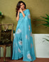Vasthrlay Chanderi Printed Unstitched Blue Saree