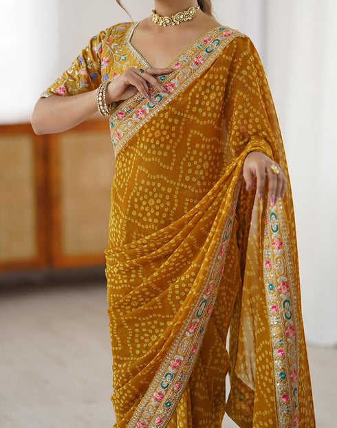 Vasthrlay Embroidery Scalloped Cherry Saree