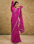 Vasthrlay Georgette Bandhani Rani Pink Saree With Unstitched Blouse Piece