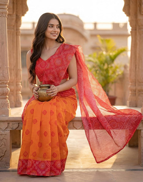 Vasthrlay Womens Printed Unstitched Off White Saree
