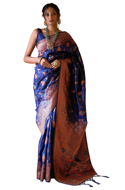 Vasthrlay Banarasi Floral Unstitched Saree