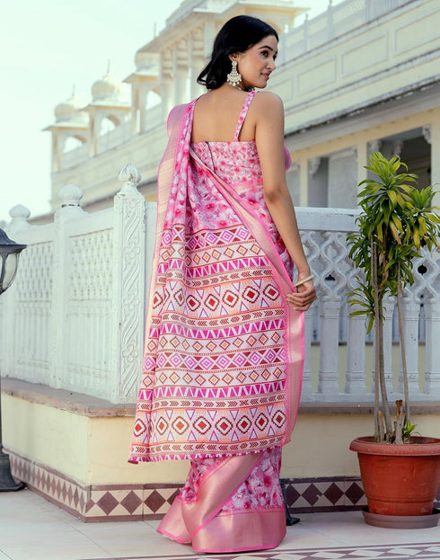 Vasthrlay Womens Printed Unstitched Beige Saree