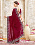 Vasthrlay Womens Scalloped Maroon Saree With Unstitched Blouse Piece