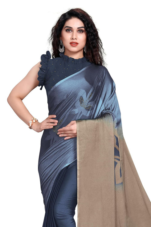 Vasthrlay Fashion Chiffon Printed Grey Ethnic Wear