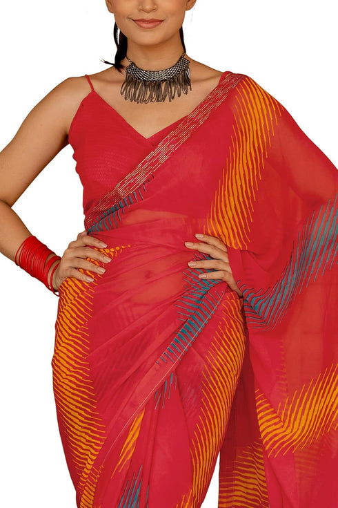 Vasthrlay Fashion Georgette Geometric Green Ethnic Wear