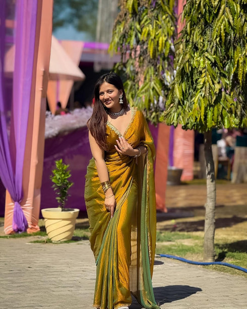 VasthrlayBoarder Unstitched Chhaavap Mustard Free Ethnic Wear
