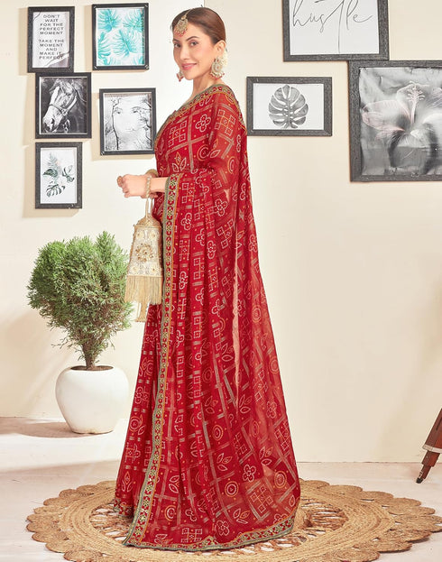 Vasthrlay Georgette Embroidery Unstitched Pink Saree